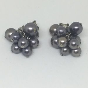 Vintage dark blueish purple pearly clip earrings